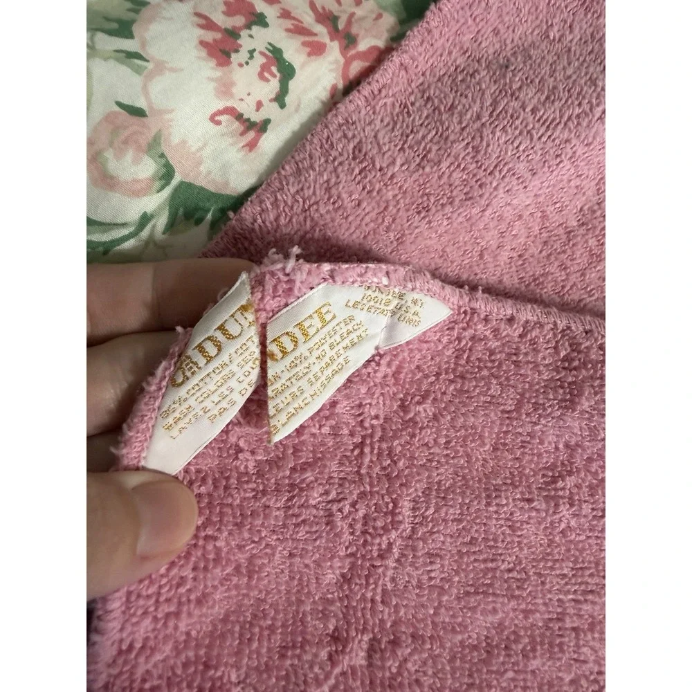 Vintage Dundee Bath Towel Set Pink Lace Cotton Blend 80s 90s Pair Ruffle